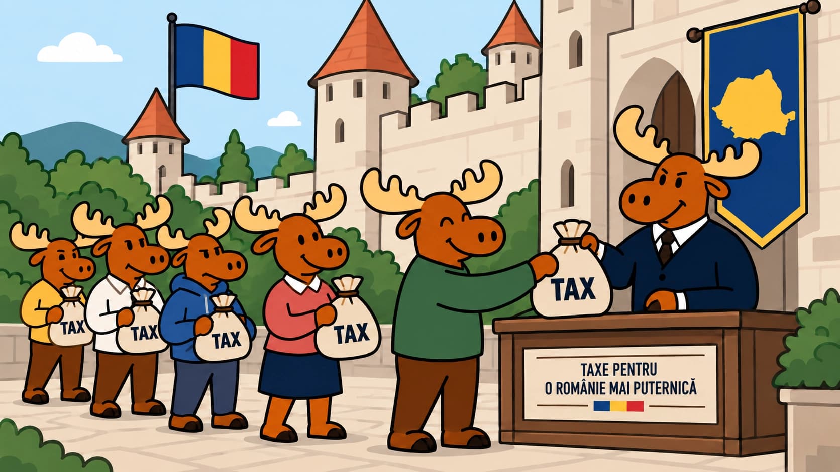 Romanian government budget with higher taxes and restrained public spending reducing aggregate demand.